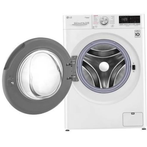 LG AI DD F4V5VG0W Waschmaschine mit Trockner - zusätzliche Funktionen: Wahl der Schleuderdrehzahl, Wahl der Waschtemperatur, intelligente Waschsteuerung, Gleichgewichtskontrolle, Schaumkontrolle, verzögerter Start, Signal bei Waschende