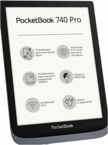 7.8" PocketBook 740 Pro / InkPad 3 Pro eBook - Designmerkmale: Feuchtigkeitsschutz, integrierte Hintergrundbeleuchtung, umklappbare Tasten, Touchscreen