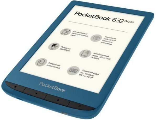 6" PocketBook 632 Aqua 16GB eBook - Buch- und Dokumentenformate: CHM, DJVU, DOC, DOCX, EPub, FB2, HTML, MOBI, PDF, PRC, RTF, TXT