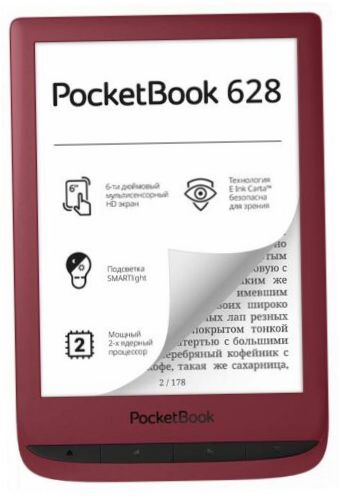 6" PocketBook 628 8GB eBook - Größe: 108x161x8mm, Gewicht: 155g