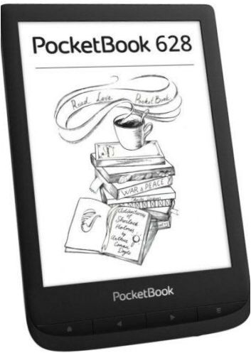 6" PocketBook 628 8GB eBook - Designmerkmale: eingebaute Hintergrundbeleuchtung, Kipptasten, Touchscreen