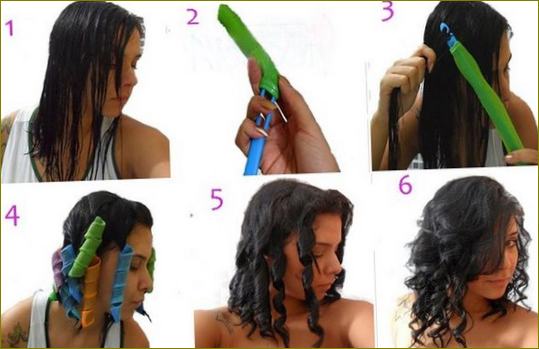 Wie man Haare auf Lockenwickler mit einem Stab, Klettverschluss, Lockenwickler, Spiralen drehen