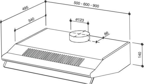Abmessungen der flachen Dunstabzugshaube