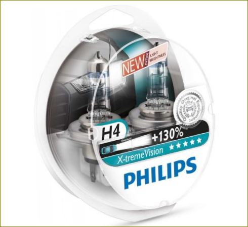 PHILIPS H4 X-treme Vision 3700K 12V 60/55W, 2 Stück, 12342XV S2