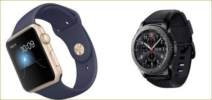Apple Watch Sport 42mm mit Sportband und Samsung Gear S3 Frontier Smartwatch
